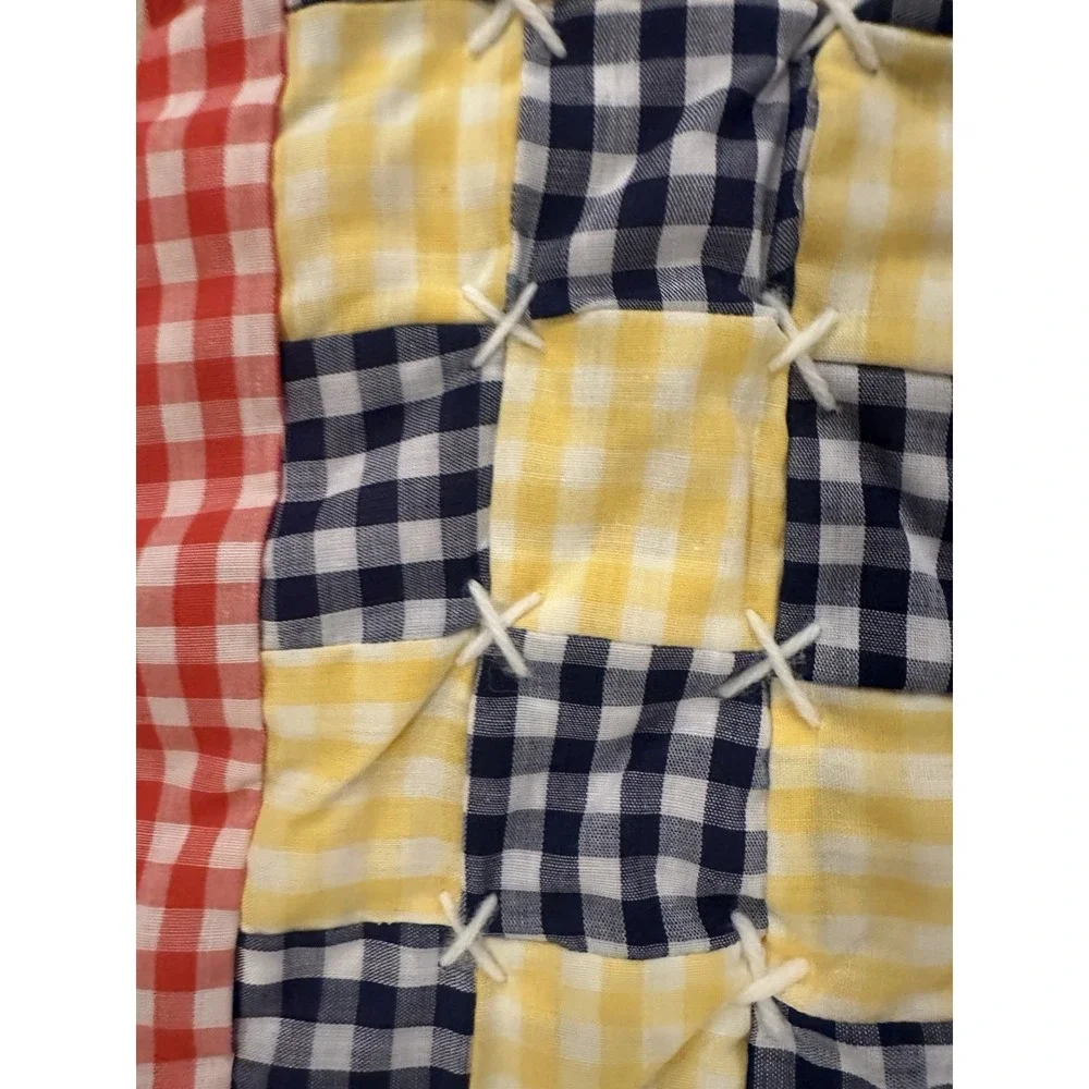 Adorable Handmade Vintage Winnie The Pooh‎ Baby Blanket  Red, yellow, Blue Check